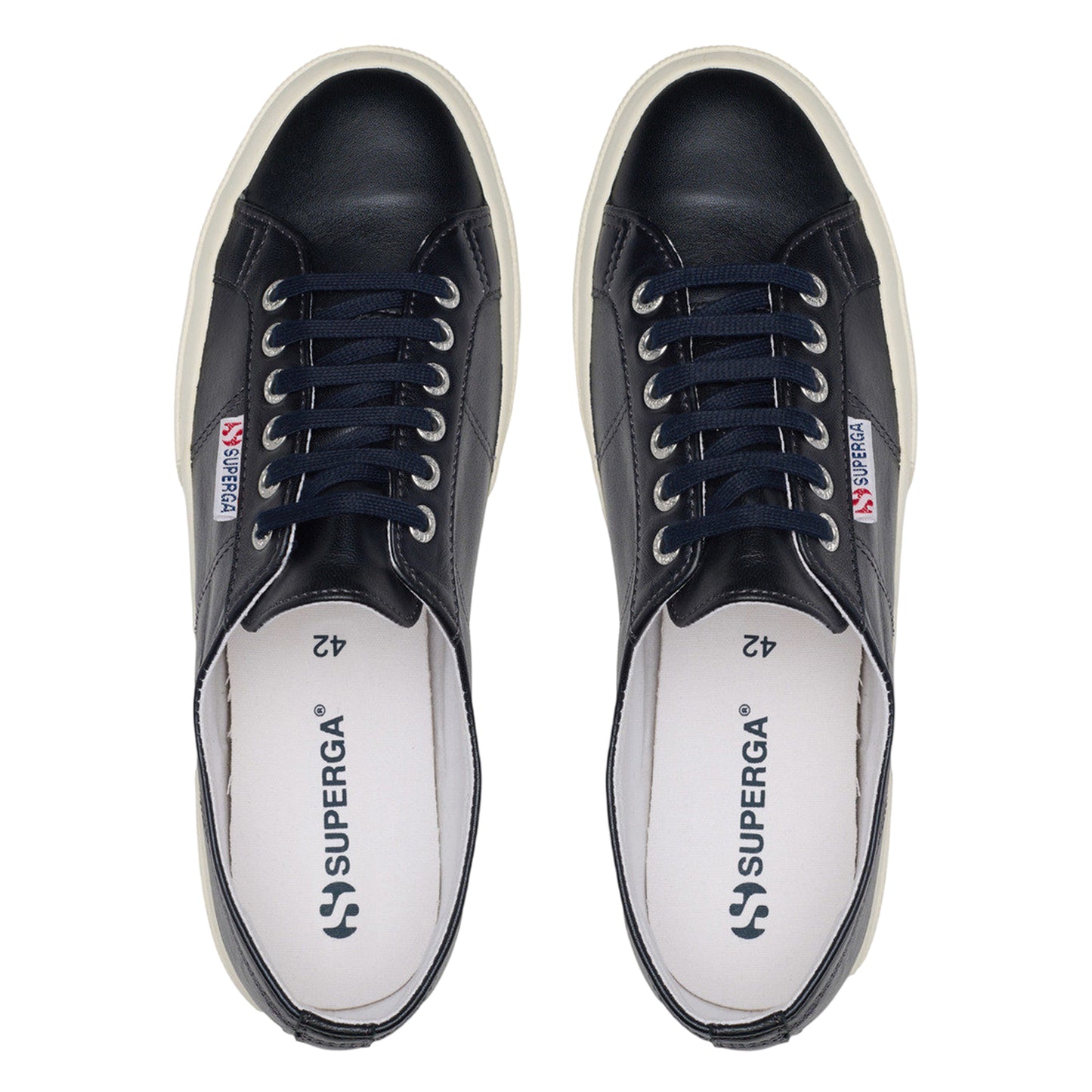 Metallic Black-Off White - Lifestyle - Superga Womens-Ladies 2750 Metallic Leather Trainers