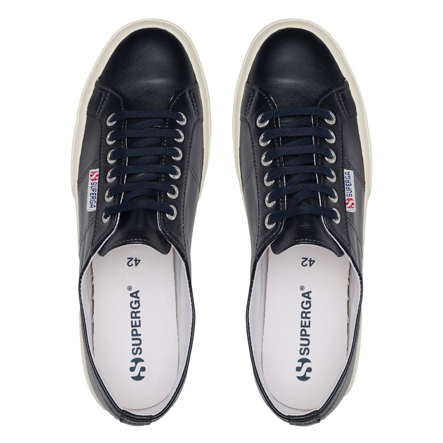 Metallic Black-Off White - Lifestyle - Superga Womens-Ladies 2750 Metallic Leather Trainers