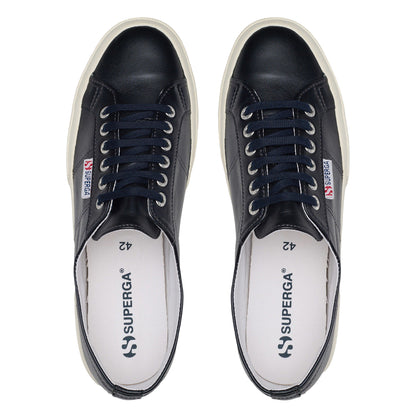 Metallic Black-Off White - Lifestyle - Superga Womens-Ladies 2750 Metallic Leather Trainers
