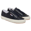 Metallic Black-Off White - Front - Superga Womens-Ladies 2750 Metallic Leather Trainers