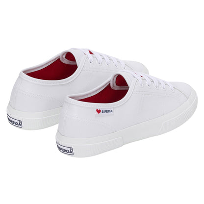 White-Red - Back - Superga Womens-Ladies 3750 Heart Vegan Trainers