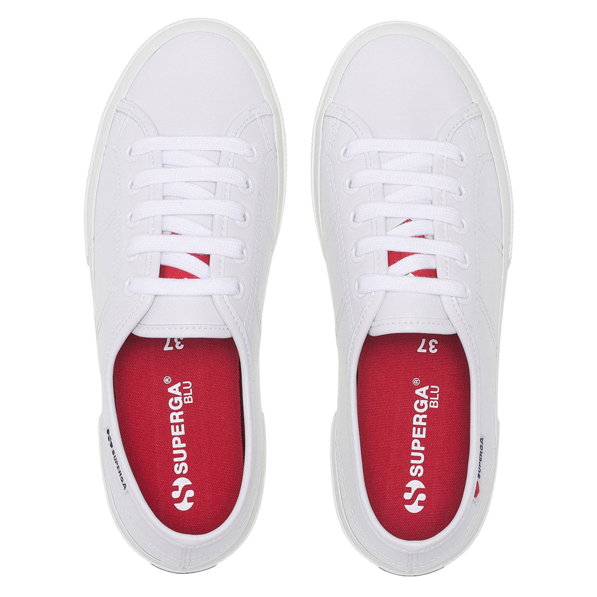 White-Red - Lifestyle - Superga Womens-Ladies 3750 Heart Vegan Trainers