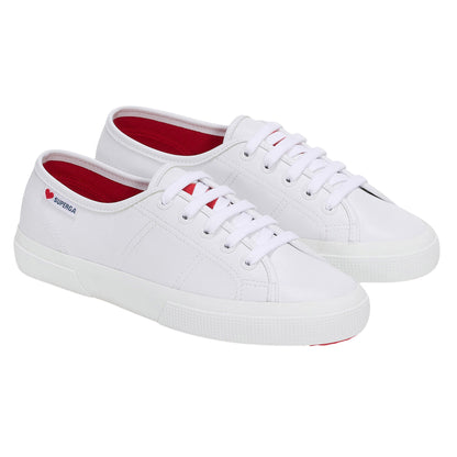 White-Red - Front - Superga Womens-Ladies 3750 Heart Vegan Trainers