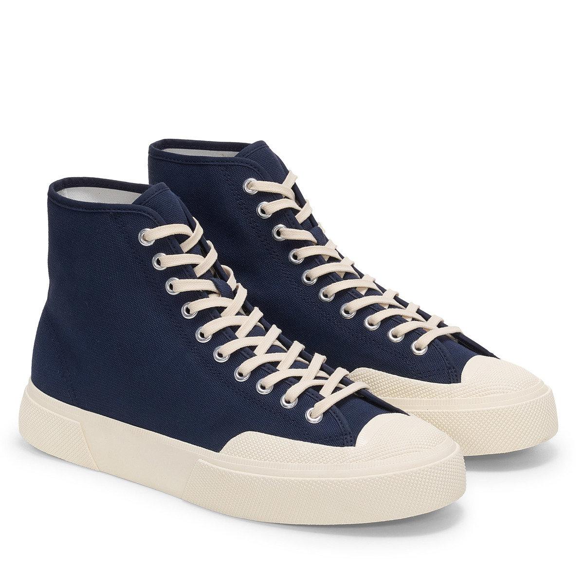 Navy-Off White - Front - Superga Childrens-Kids 2433 Works Cotton Canvas Ankle Trainers