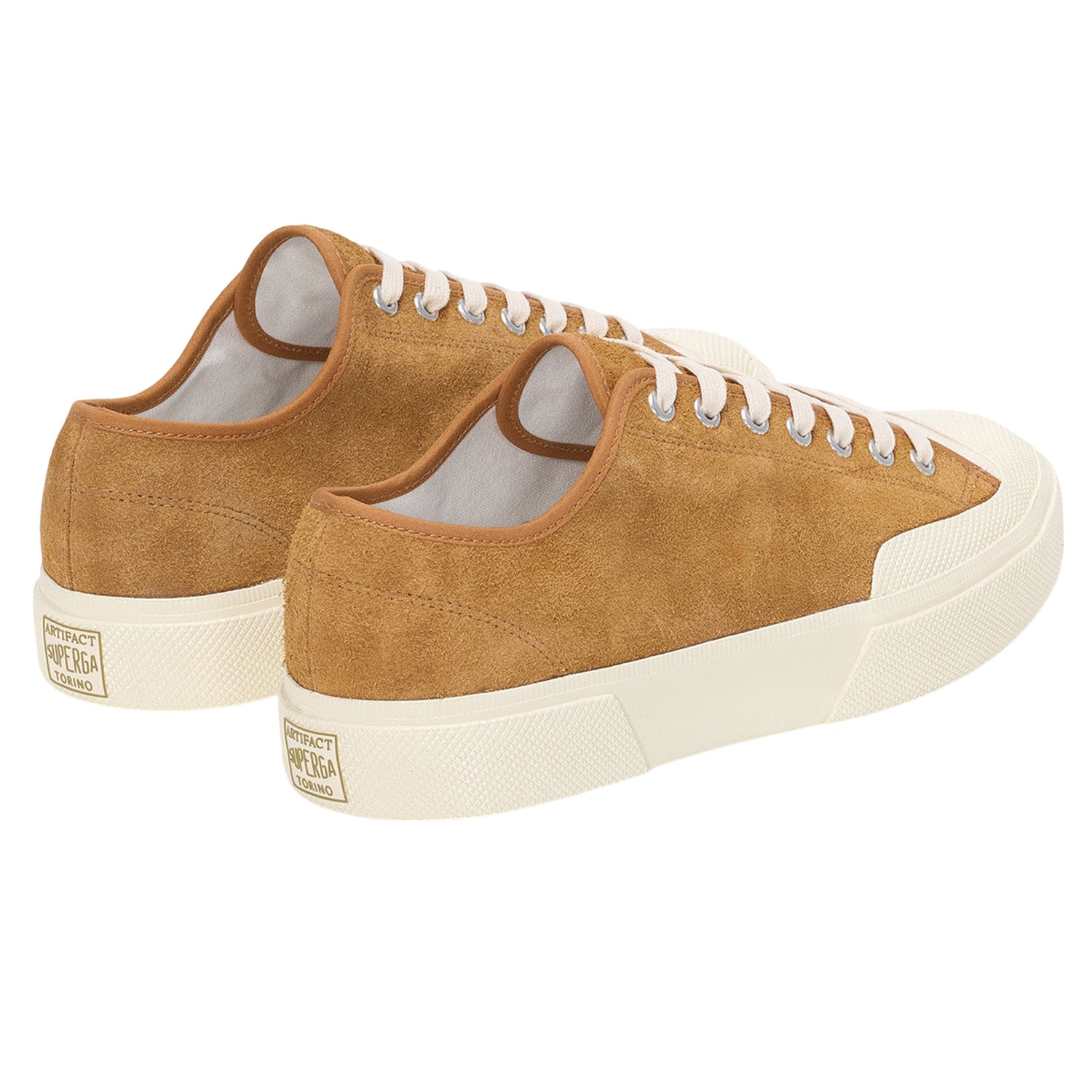 Tobacco-Off White - Back - Superga Unisex Adult 2432 Works Hairy Suede Trainers