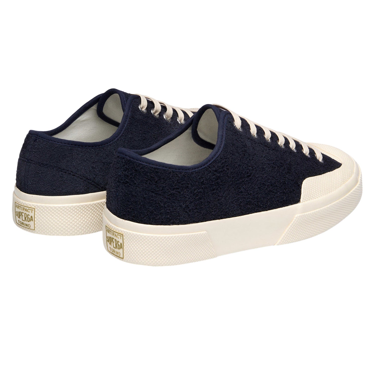 Navy-Off White - Back - Superga Unisex Adult 2432 Works Hairy Suede Trainers