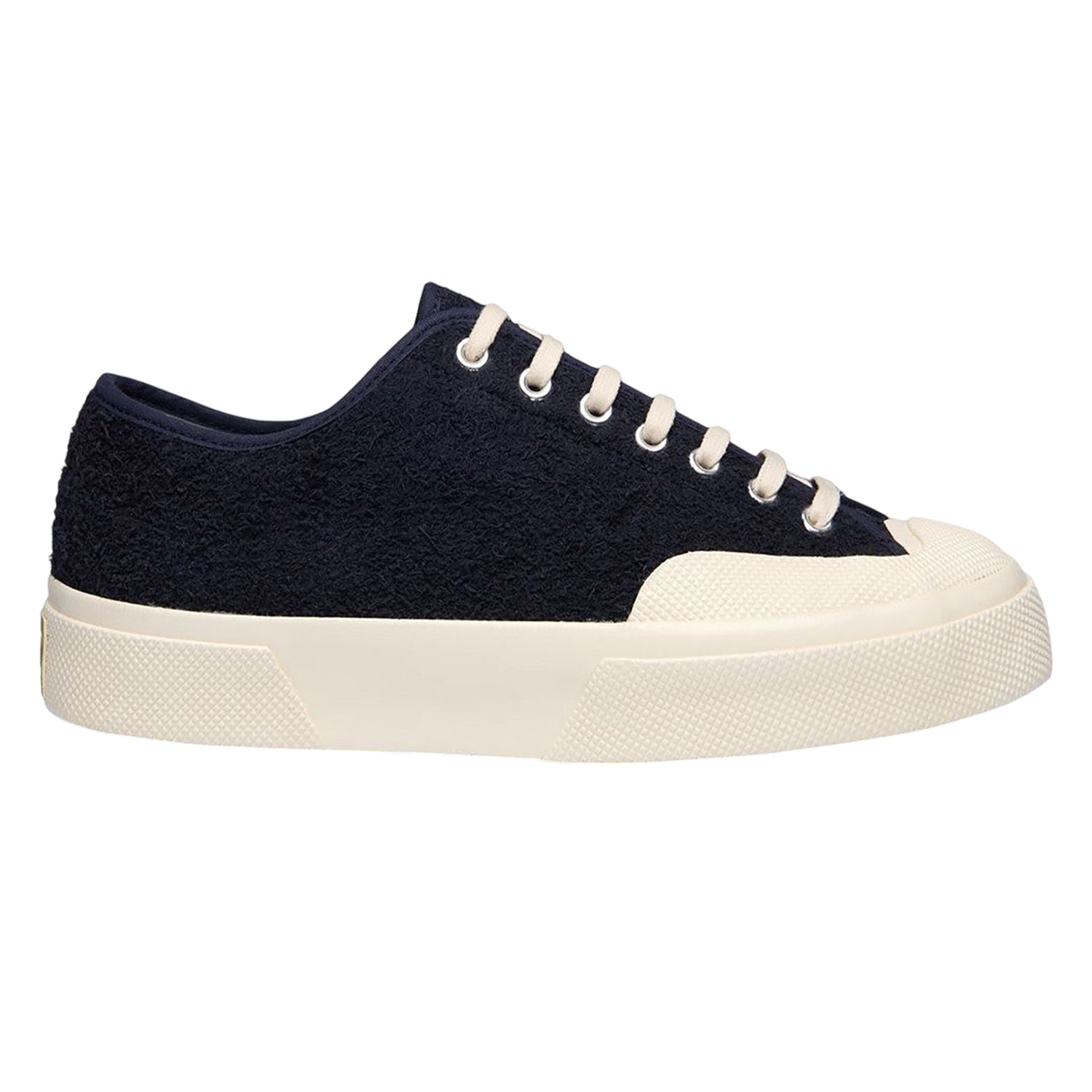 Navy-Off White - Side - Superga Unisex Adult 2432 Works Hairy Suede Trainers