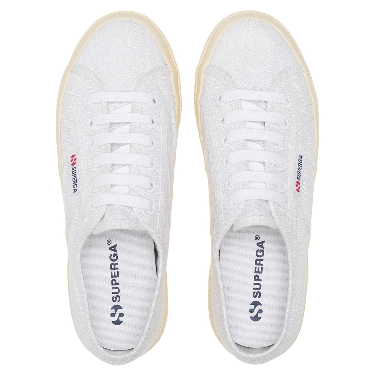 White-Off White - Pack Shot - Superga Unisex Adult 2740 Linen Platform Trainers