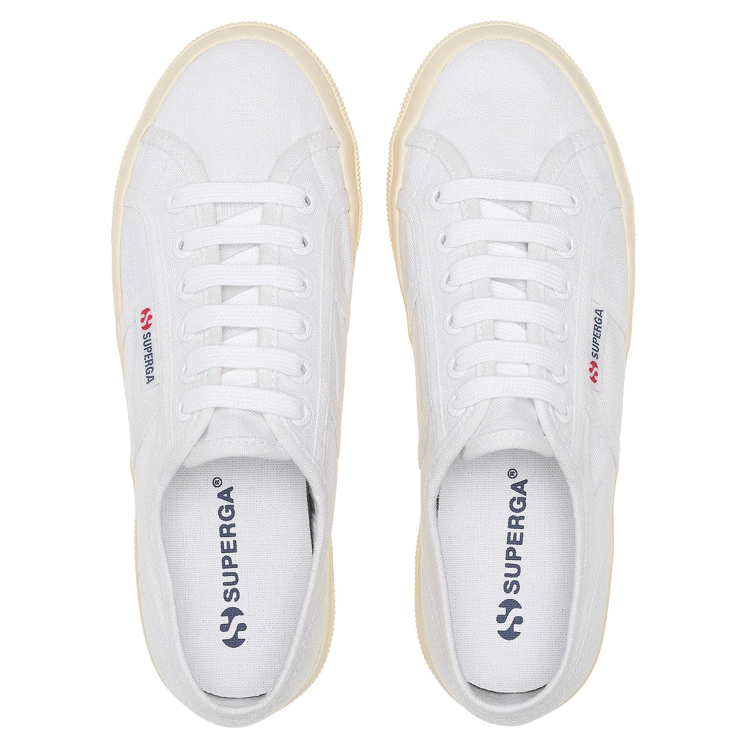 White-Off White - Pack Shot - Superga Unisex Adult 2740 Linen Platform Trainers