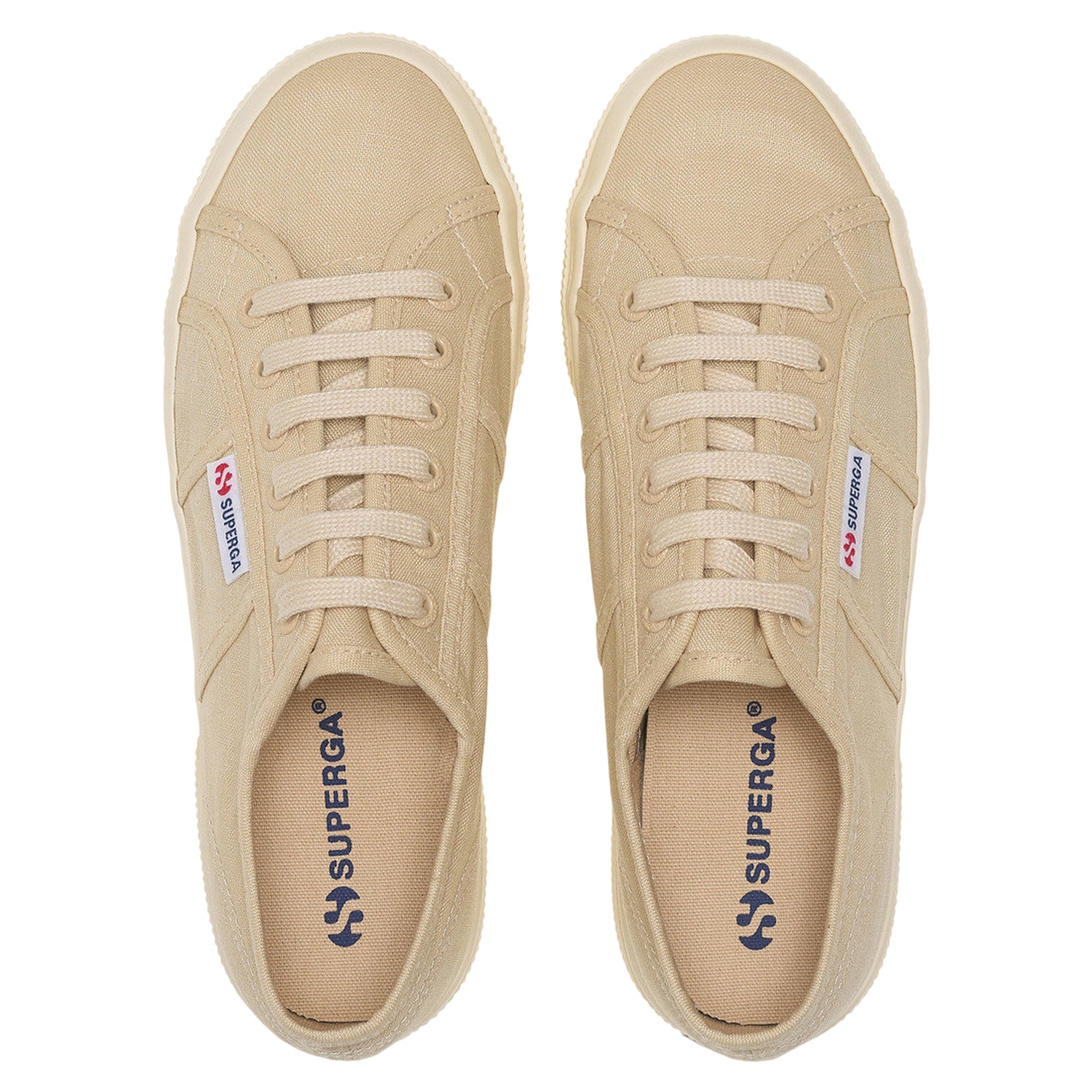 Beige-Off White - Pack Shot - Superga Unisex Adult 2740 Linen Platform Trainers