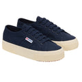 Navy Blue-Off White - Front - Superga Unisex Adult 2740 Linen Platform Trainers