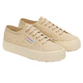 Beige-Off White - Front - Superga Unisex Adult 2740 Linen Platform Trainers