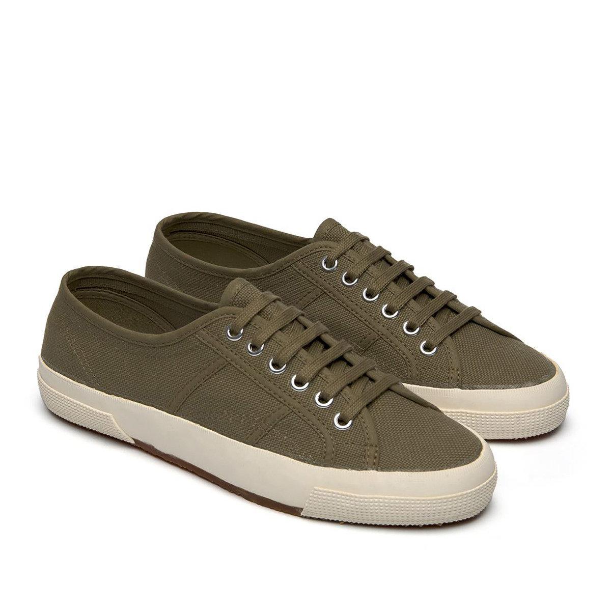 Green Tortora-Avorio - Front - Superga Womens-Ladies 1925 Made In Italy Trainers