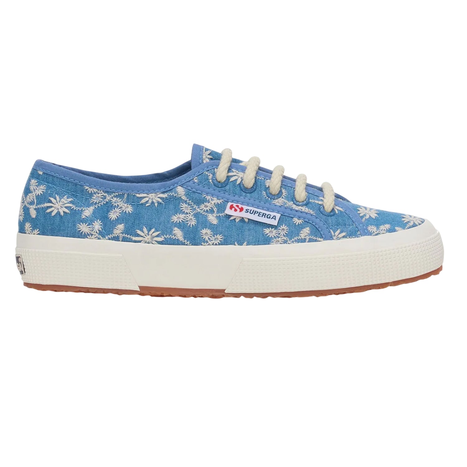 Blue Indigo-Avorio - Side - Superga Womens-Ladies 2750 Sangallo Trainers