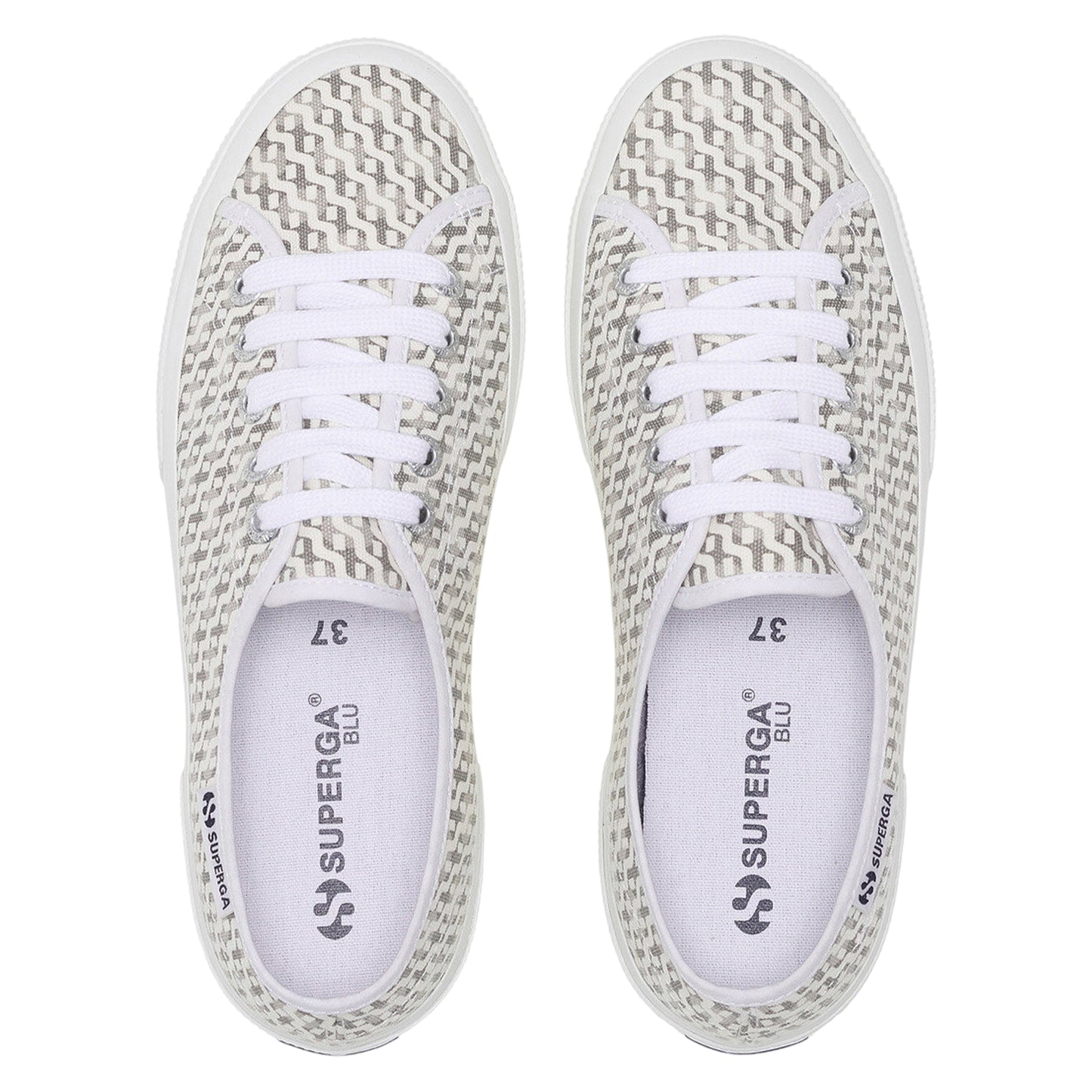 White-Light Grey - Pack Shot - Superga Unisex Adult 3750 Leggera Print Trainers