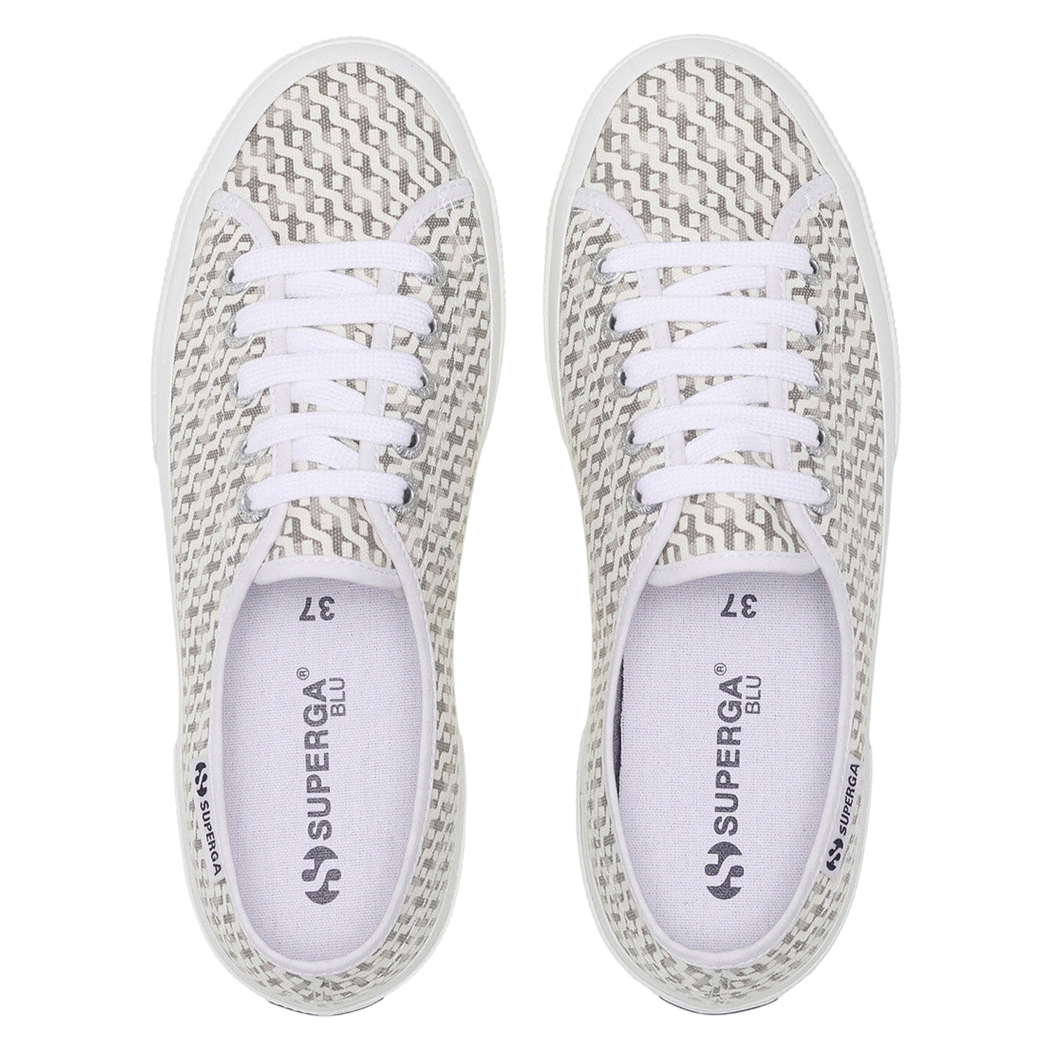 White-Light Grey - Pack Shot - Superga Unisex Adult 3750 Leggera Print Trainers