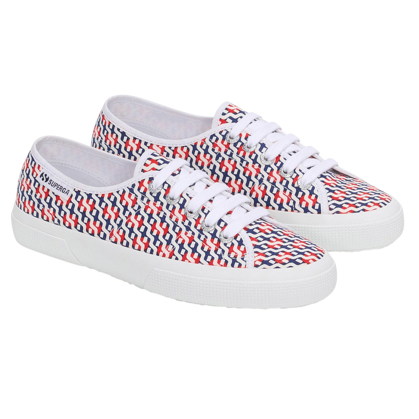 White-Red-Navy - Front - Superga Unisex Adult 3750 Leggera Print Trainers
