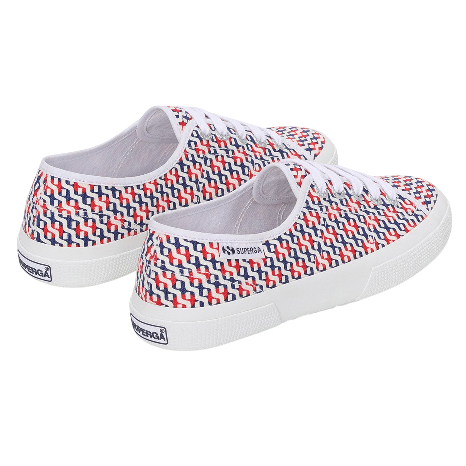 White-Red-Navy - Back - Superga Unisex Adult 3750 Leggera Print Trainers