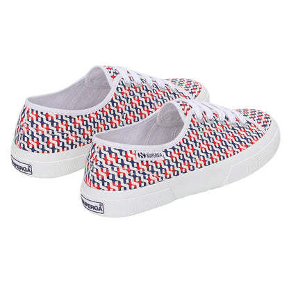White-Red-Navy - Back - Superga Unisex Adult 3750 Leggera Print Trainers
