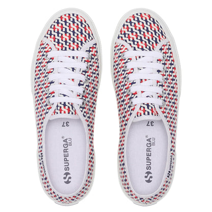 White-Red-Navy - Pack Shot - Superga Unisex Adult 3750 Leggera Print Trainers