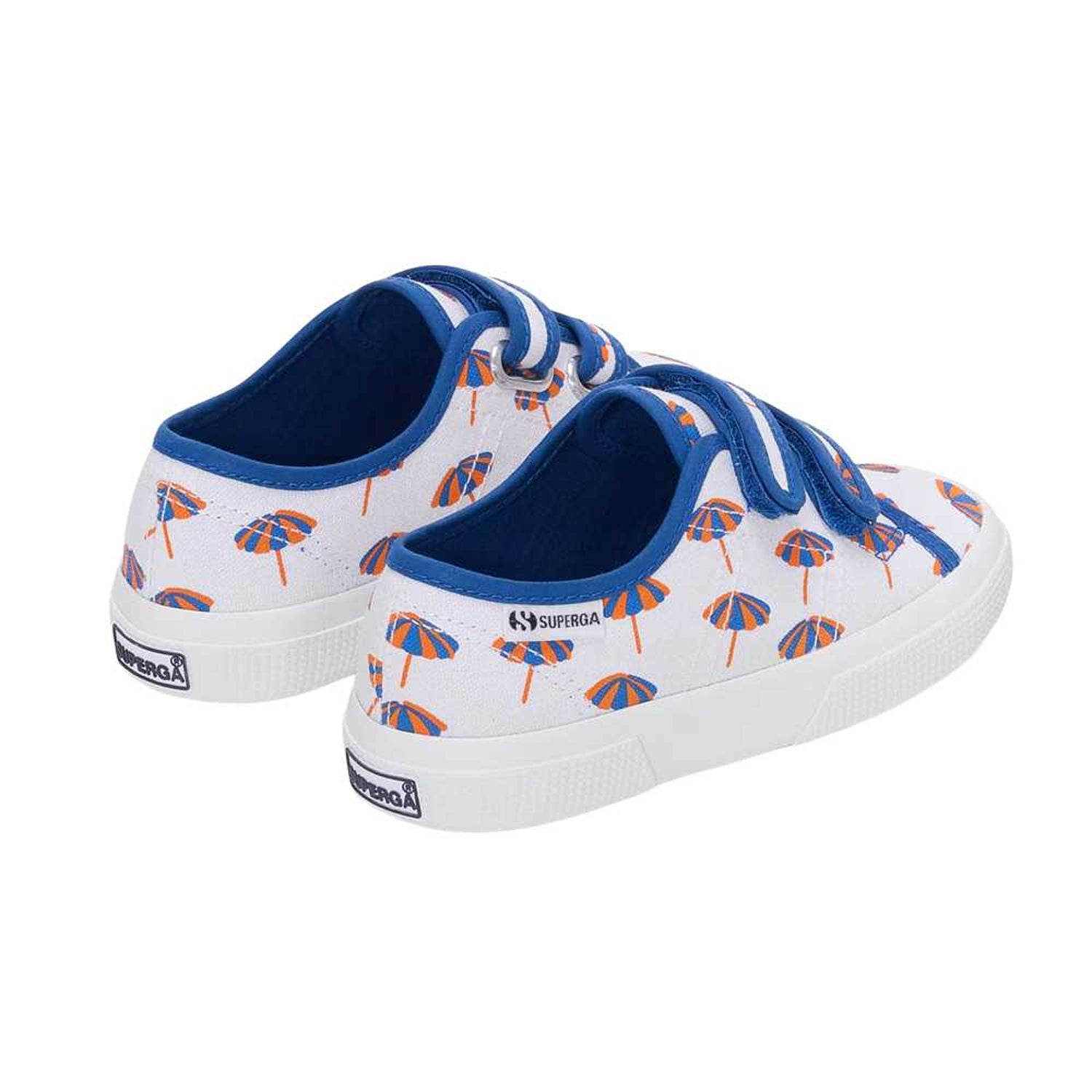 White-Blue Quartz-Jaffa Orange - Back - Superga Childrens-Kids 3750 Leggera Umbrella Trainers