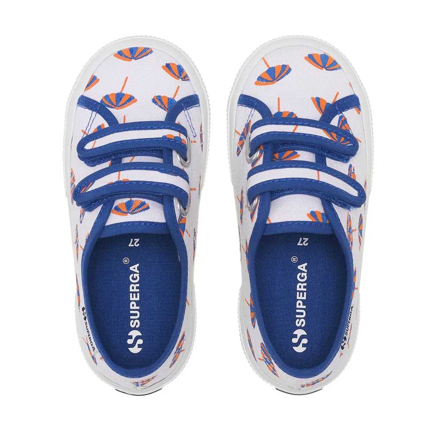 White-Blue Quartz-Jaffa Orange - Lifestyle - Superga Childrens-Kids 3750 Leggera Umbrella Trainers