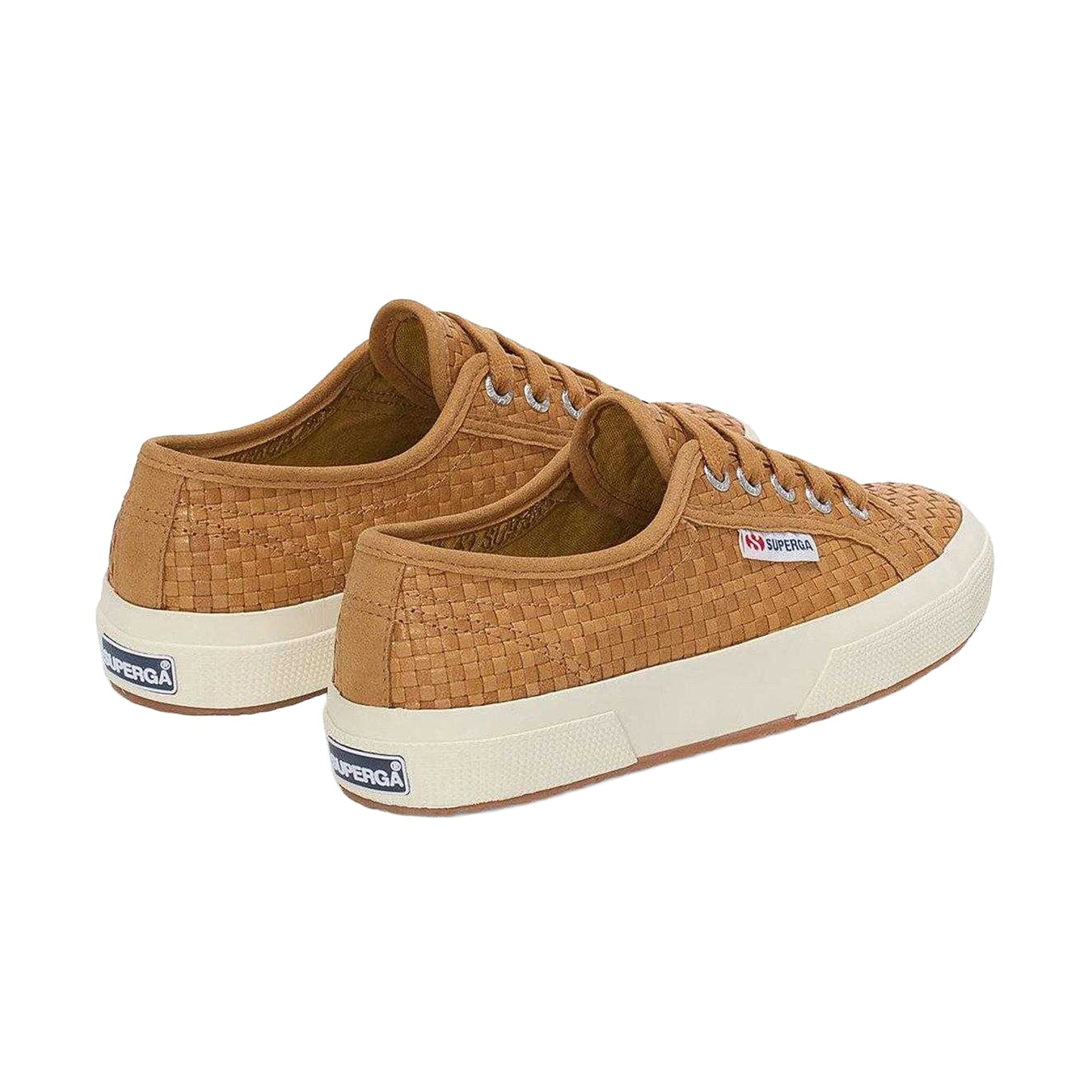 Beige-Off White - Back - Superga Womens-Ladies 2750 Woven Leather Trainers