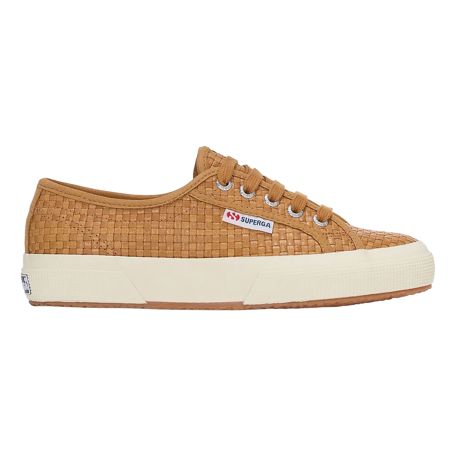 Beige-Off White - Lifestyle - Superga Womens-Ladies 2750 Woven Leather Trainers