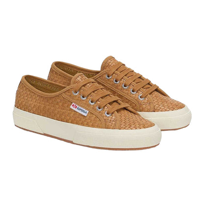 Beige-Off White - Front - Superga Womens-Ladies 2750 Woven Leather Trainers
