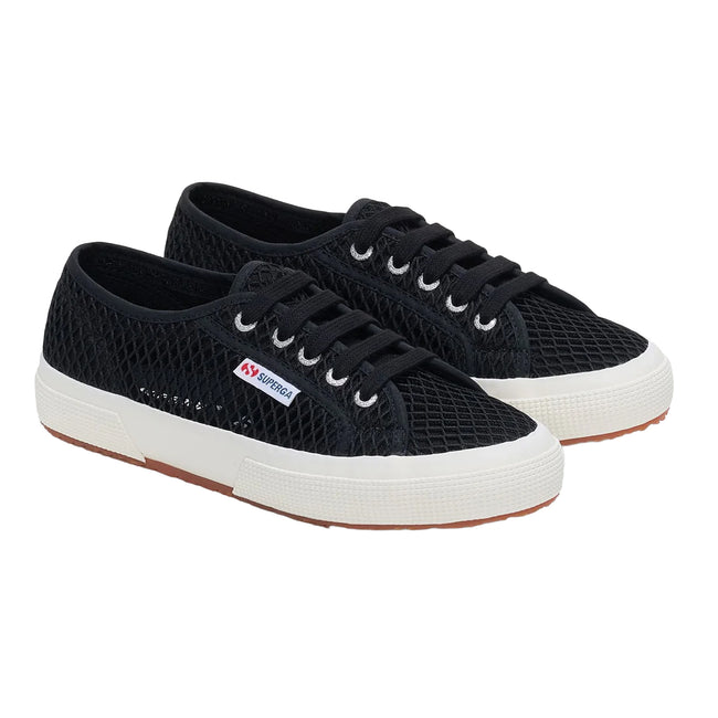 Black-White - Front - Superga Womens-Ladies 2750 Mesh Trainers