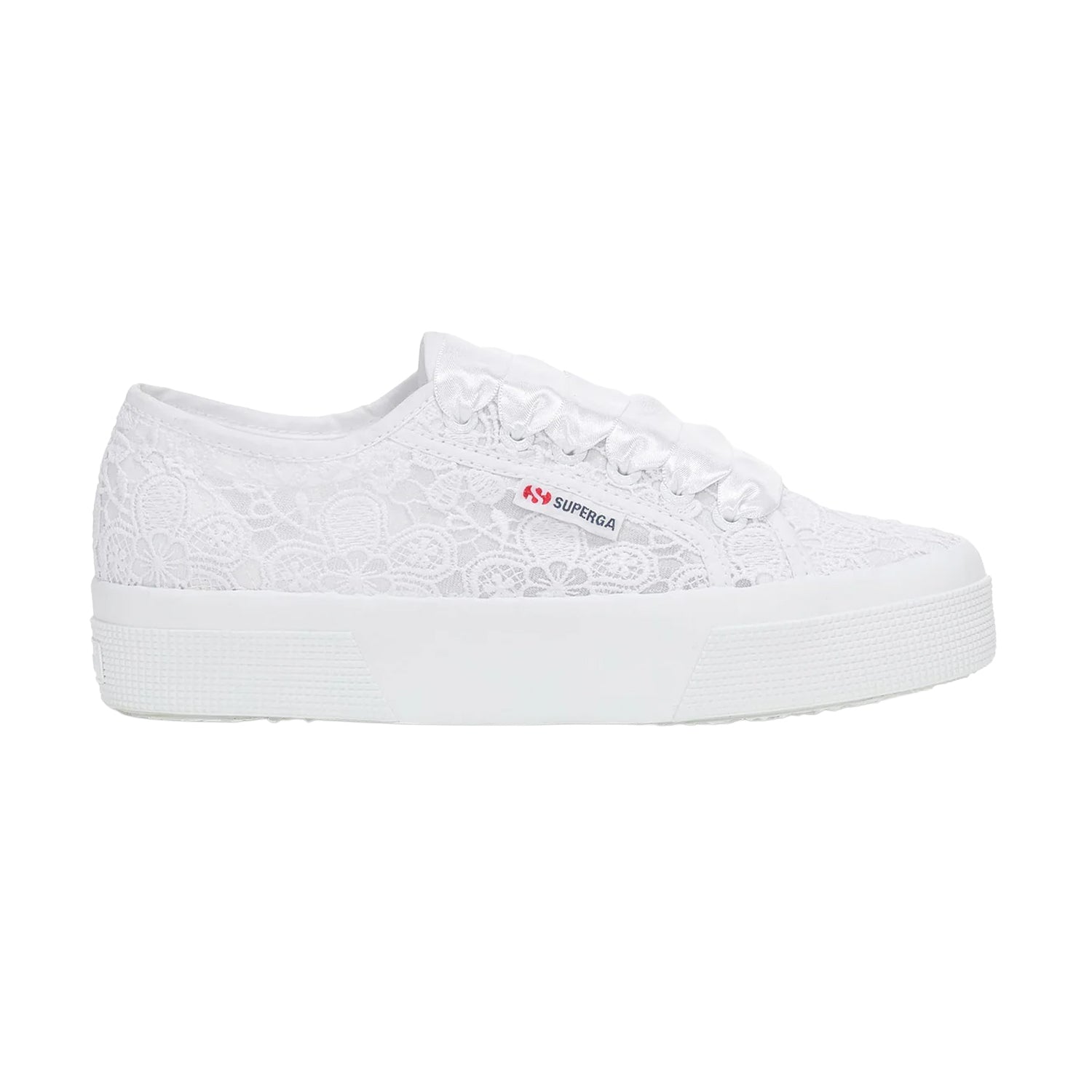 Total White - Lifestyle - Superga Womens-Ladies 2740 Flower Macrame Trainers