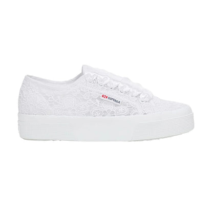 Total White - Lifestyle - Superga Womens-Ladies 2740 Flower Macrame Trainers