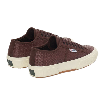 Dark Brown-Off White - Back - Superga Womens-Ladies 2750 OG Woven Leather Trainers