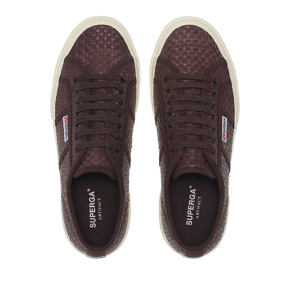 Dark Brown-Off White - Lifestyle - Superga Womens-Ladies 2750 OG Woven Leather Trainers