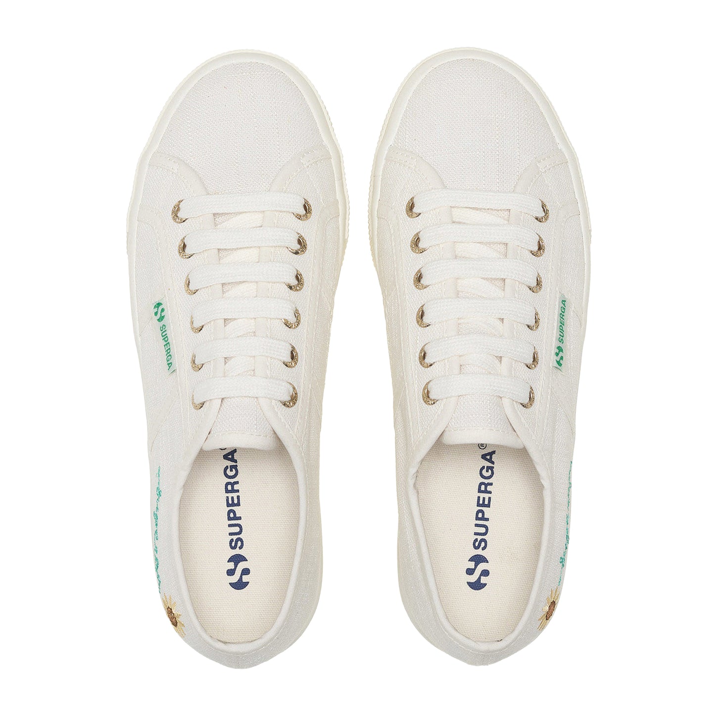White Avorio - Lifestyle - Superga Womens-Ladies 2790 Sunflower Linen Platform Trainers