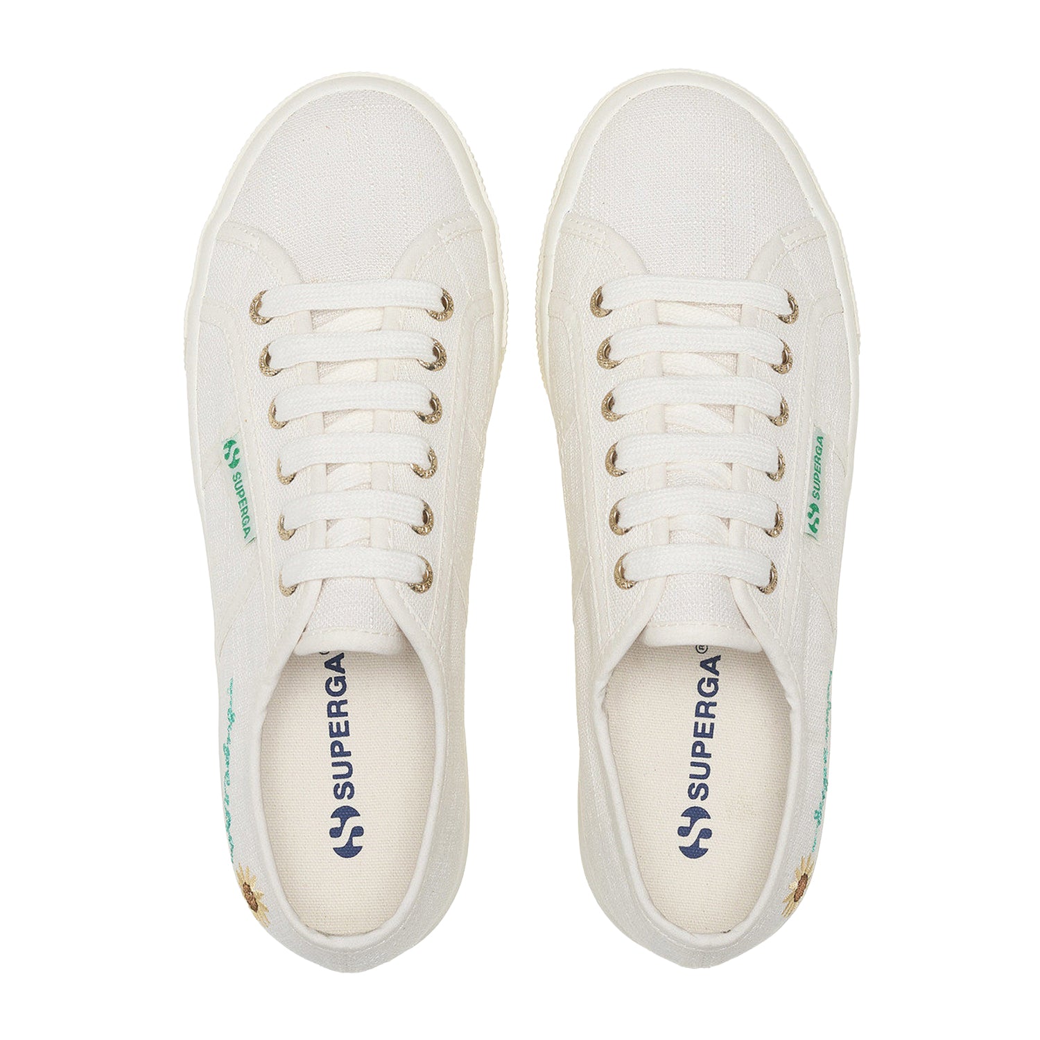 White Avorio - Lifestyle - Superga Womens-Ladies 2790 Sunflower Linen Platform Trainers