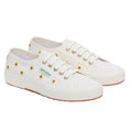 White Avorio - Front - Superga Womens-Ladies 2750 Embroidered Sunflower Linen Trainers
