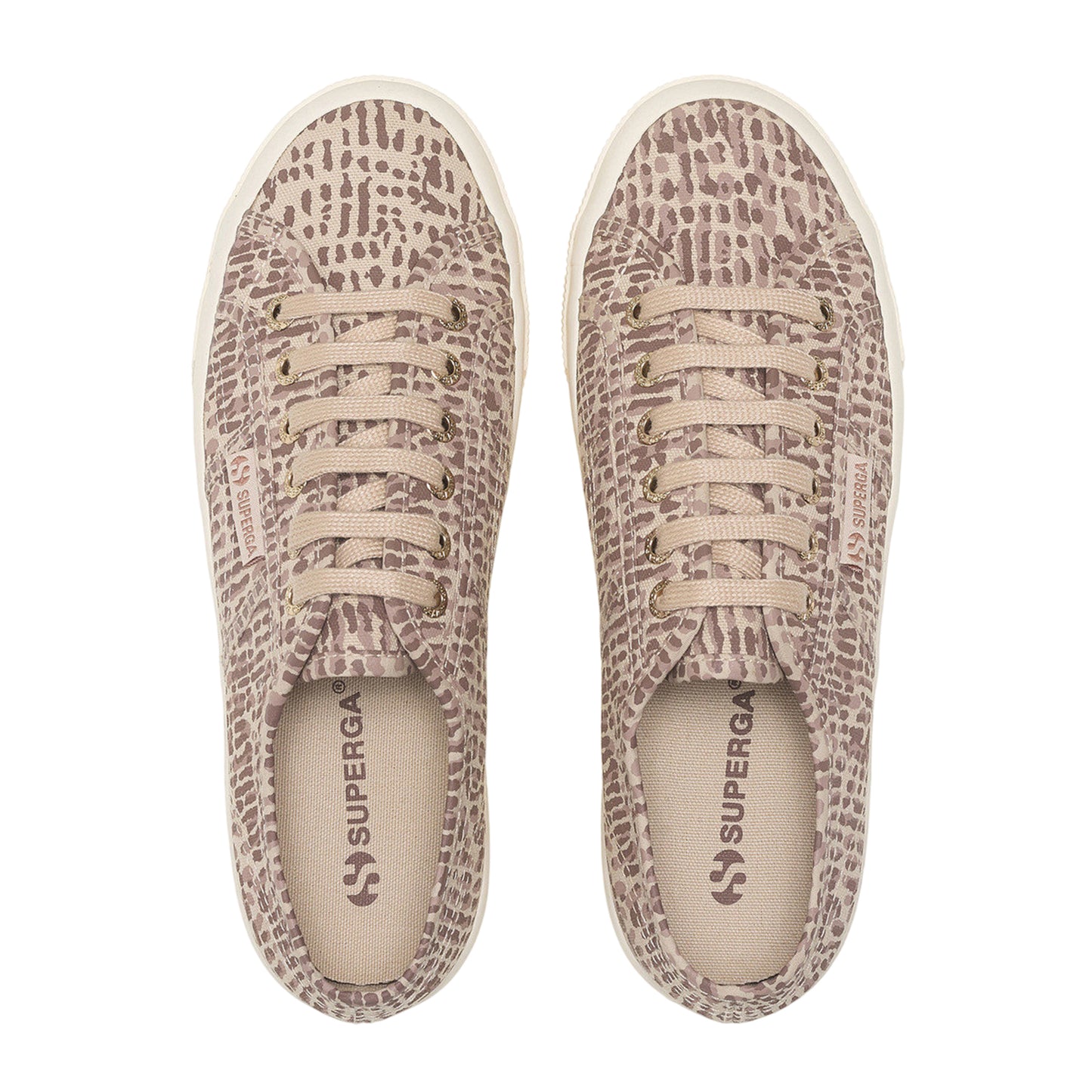 Brown-Light Beige - Lifestyle - Superga Womens-Ladies 2790 Jaguar Print Trainers