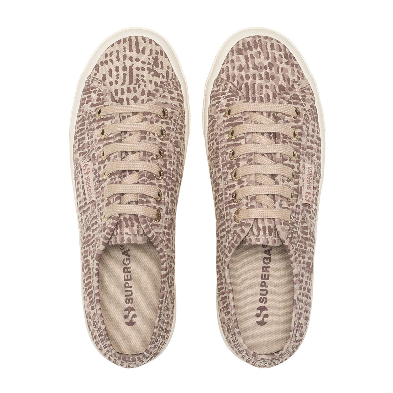 Brown-Light Beige - Lifestyle - Superga Womens-Ladies 2790 Jaguar Print Trainers