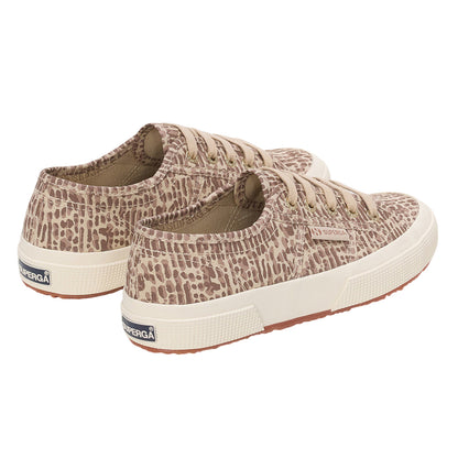 Brown-Light Beige - Back - Superga Womens-Ladies 2750 Jaguar Print Trainers
