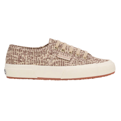 Brown-Light Beige - Side - Superga Womens-Ladies 2750 Jaguar Print Trainers