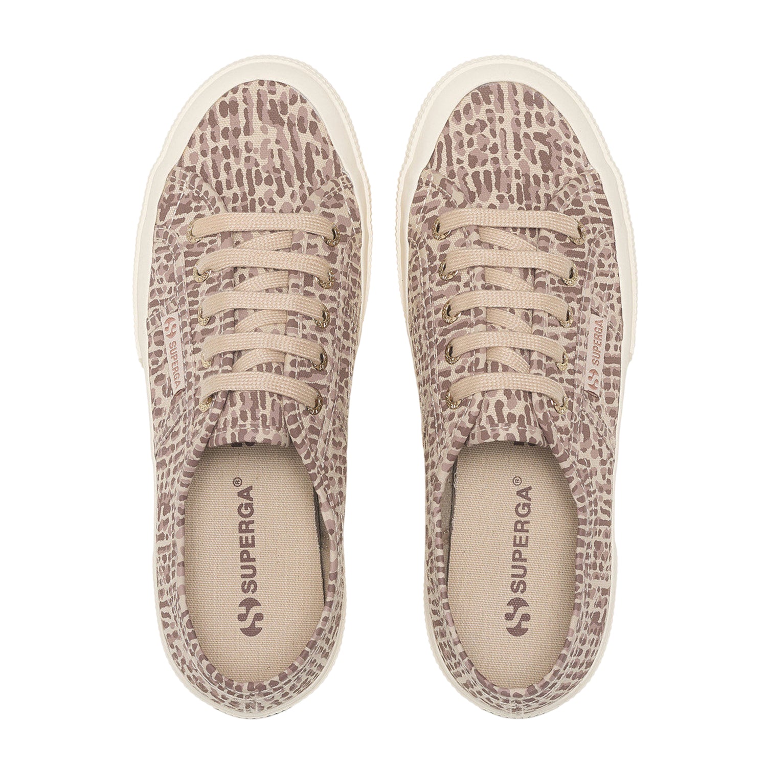 Brown-Light Beige - Lifestyle - Superga Womens-Ladies 2750 Jaguar Print Trainers