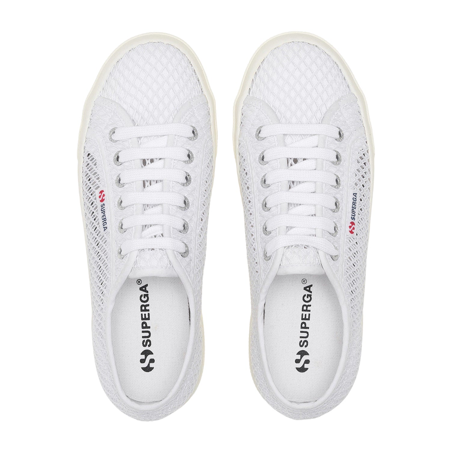 White - Pack Shot - Superga Womens-Ladies 2740 Mesh Trainers