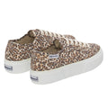 Leopard-Avorio - Back - Superga Womens-Ladies 3740 Leggera Leopard Print Platform Trainers