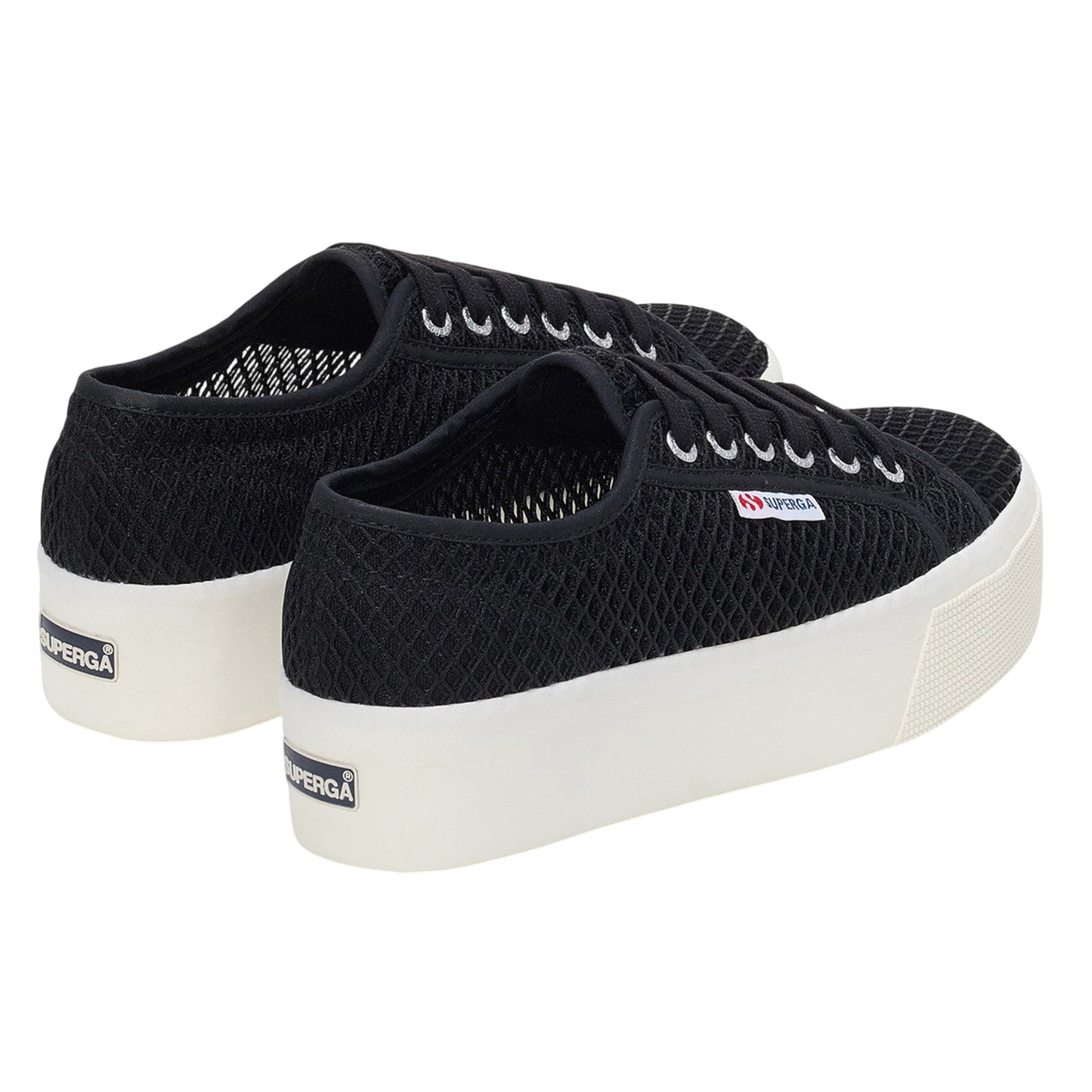 Black-White - Back - Superga Womens-Ladies 2790 Mesh Trainers