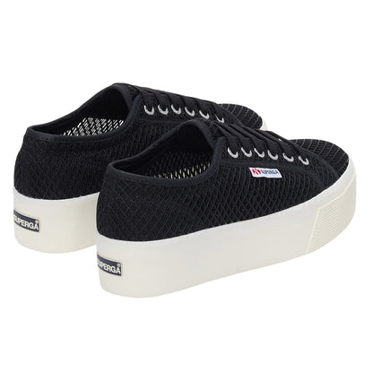 Black-White - Back - Superga Womens-Ladies 2790 Mesh Trainers