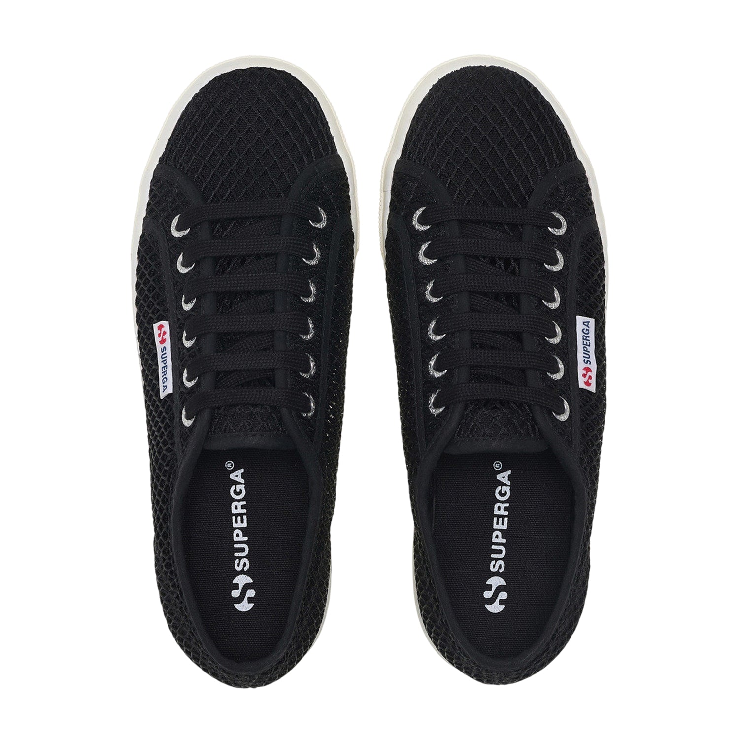 Black-White - Pack Shot - Superga Womens-Ladies 2790 Mesh Trainers