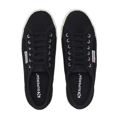 Black-White - Pack Shot - Superga Womens-Ladies 2790 Mesh Trainers