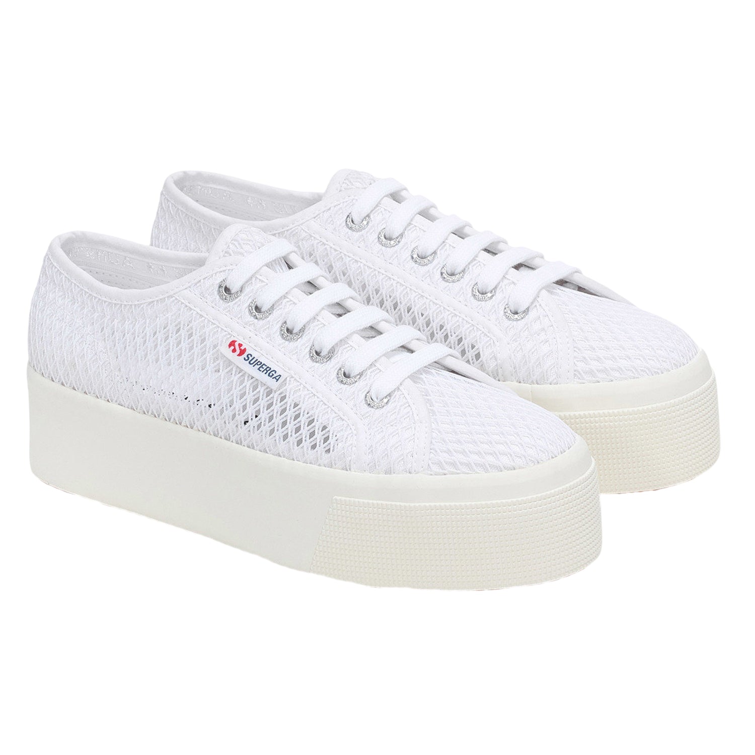 White - Front - Superga Womens-Ladies 2790 Mesh Trainers