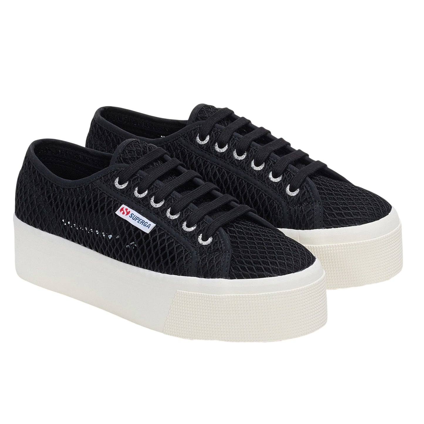 Black-White - Front - Superga Womens-Ladies 2790 Mesh Trainers